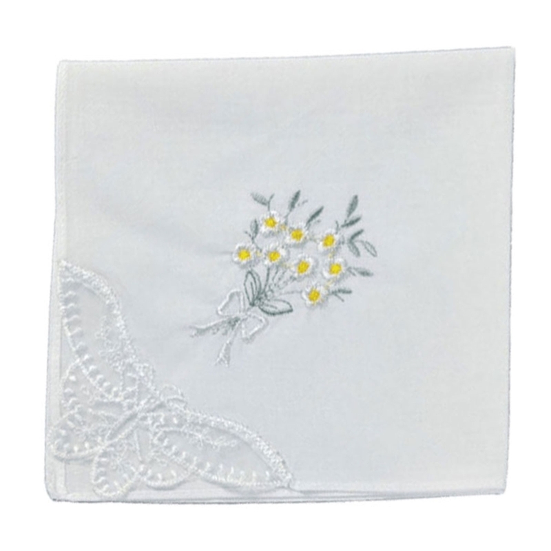 Monogrammed Handkerchief - Farbiges, mit Blumen besticktes Baumwolltaschentuch, elegantes