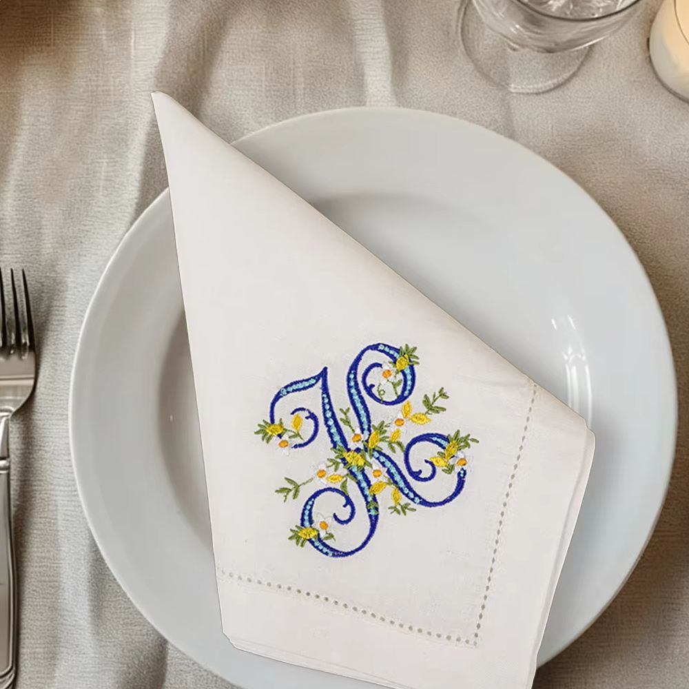 Monogrammed Handkerchief - Neu eingetroffen: 100% reine Leinen-Serviette mit