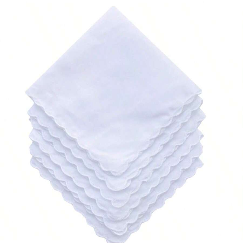 Monogrammed Handkerchief - 6 Stück/Baumwoll-Taschentücher, fächerförmiges Einstecktuch, weiß, 30