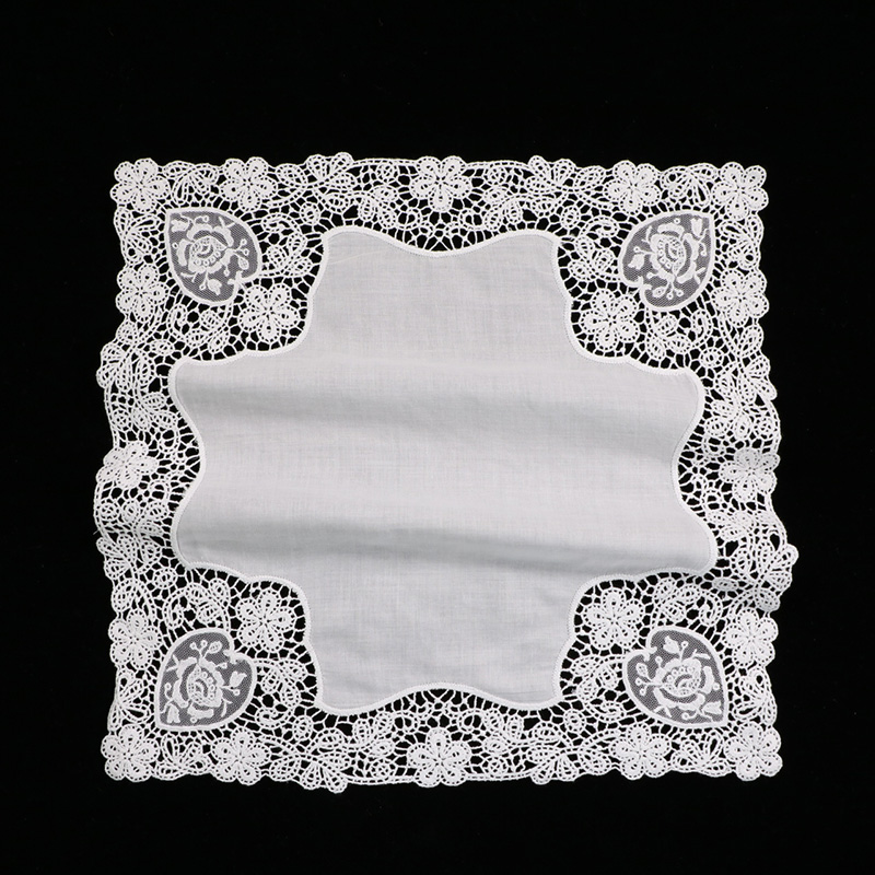 Monogrammed Handkerchief - D608 Weiße Baumwoll-Spitzentaschentücher, 10 Stück, geeignet