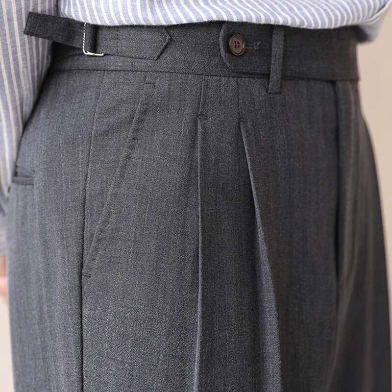 Men Formal Wear Shop - Business hohe Taille gerade Anzug Hosen