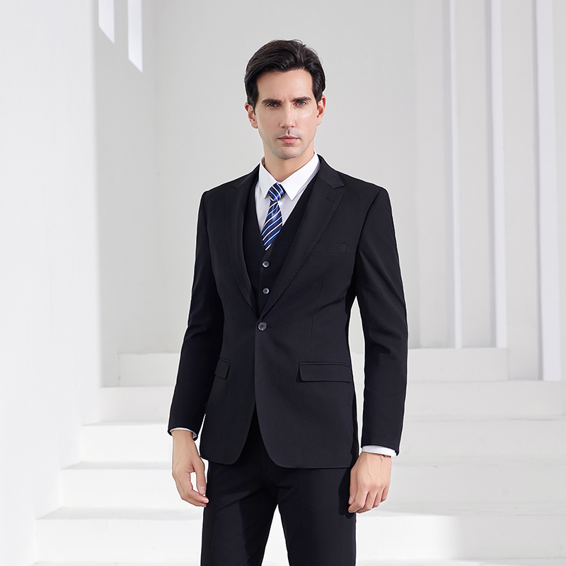 High End Men'S Formal Wear - Hochwertiges schwarzes Business-Anzug- und Hosen-Set für