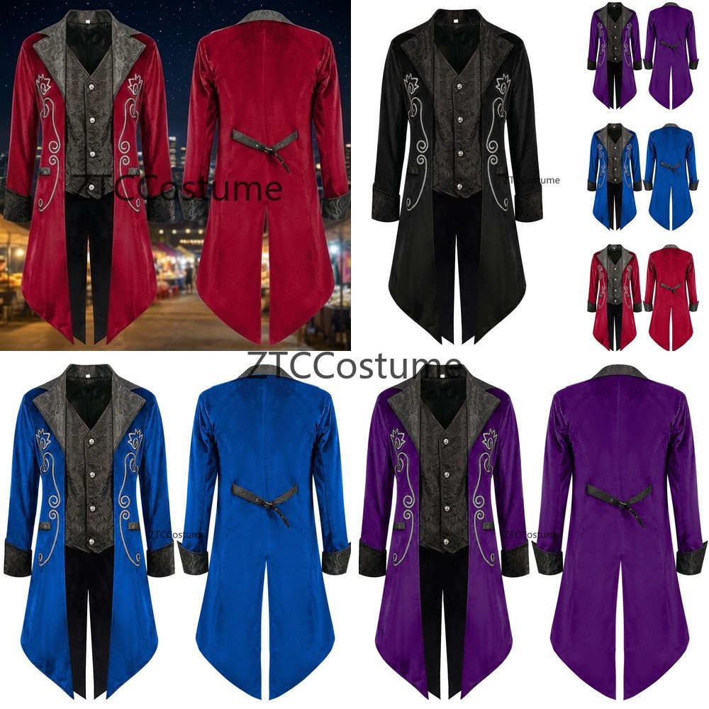 Men'S Medieval Formal Wear - Steampunk viktorianischer Frack, mittelalterliches Cosplay-Kostüm, Vintage-Prinz-Smokinganzug
