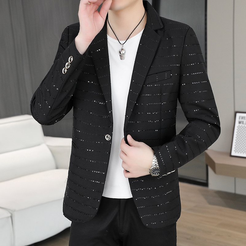 High End Men'S Formal Wear - Herren-Blazer mit Pailletten im Hochglanz-Diamant-Stil für
