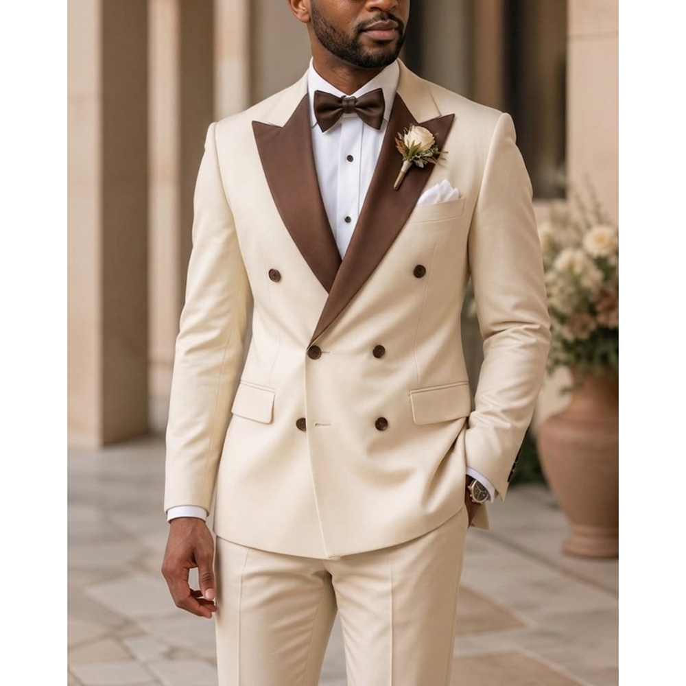 Formal Wear For Men In Wedding - Herren Doppelreihiger Smoking Anzug mit spitzem