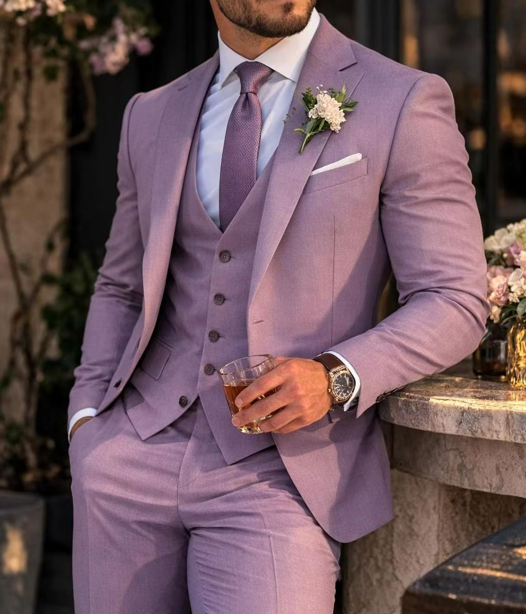 Lavendelfarbener 3-Teiliger He – Men Formal Wear Outfits Bewertung und Preis