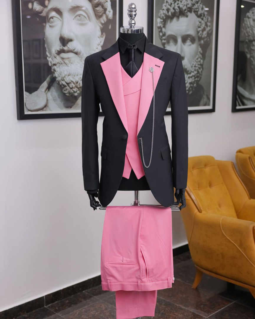 Luxuriöser Schwarz-Rosa Herren – Men Formal Wear Shop Bewertung und Preis