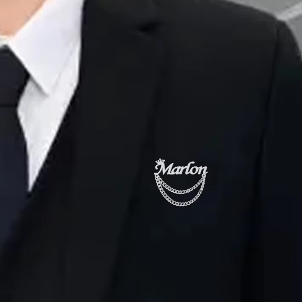 Personalisierte Namensbrosche, – Tuxedo Lapel Pin Bewertung und Preis