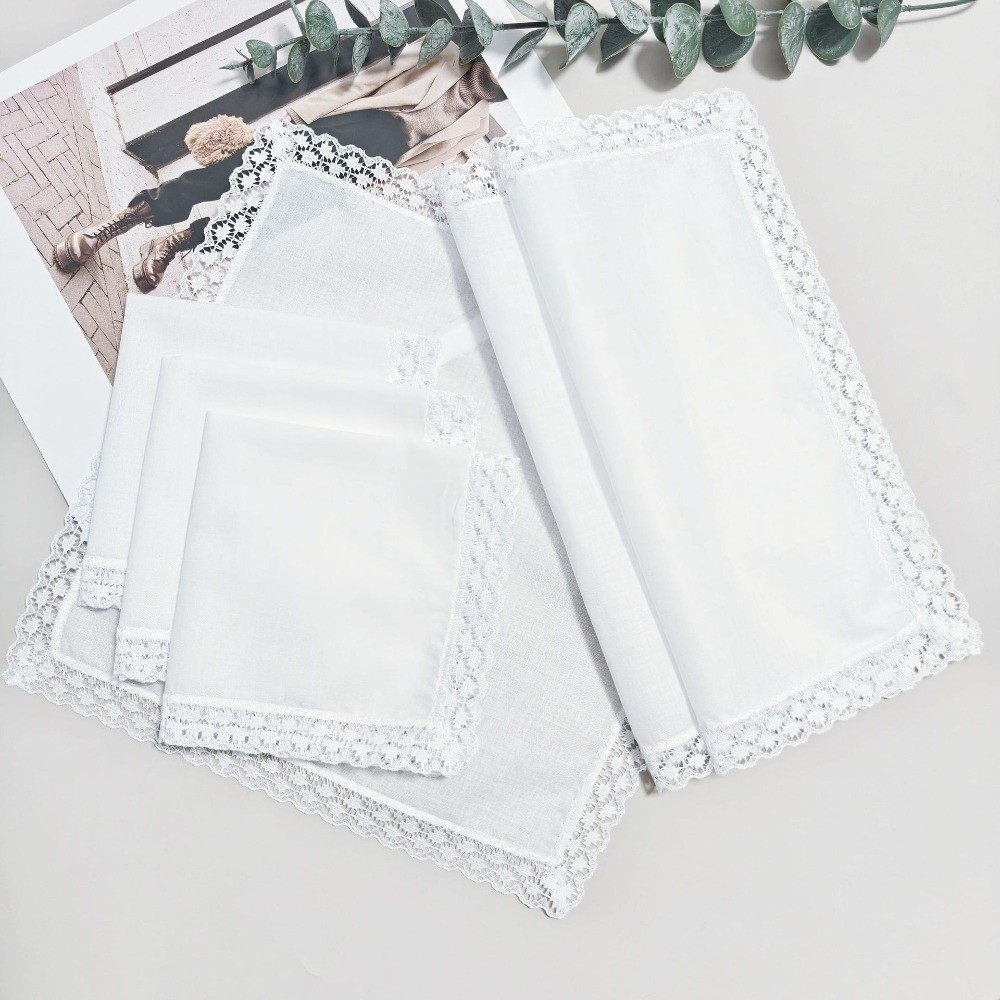 6 Stück neue reinweiße Spitzen – Monogrammed Handkerchief Bewertung und Preis