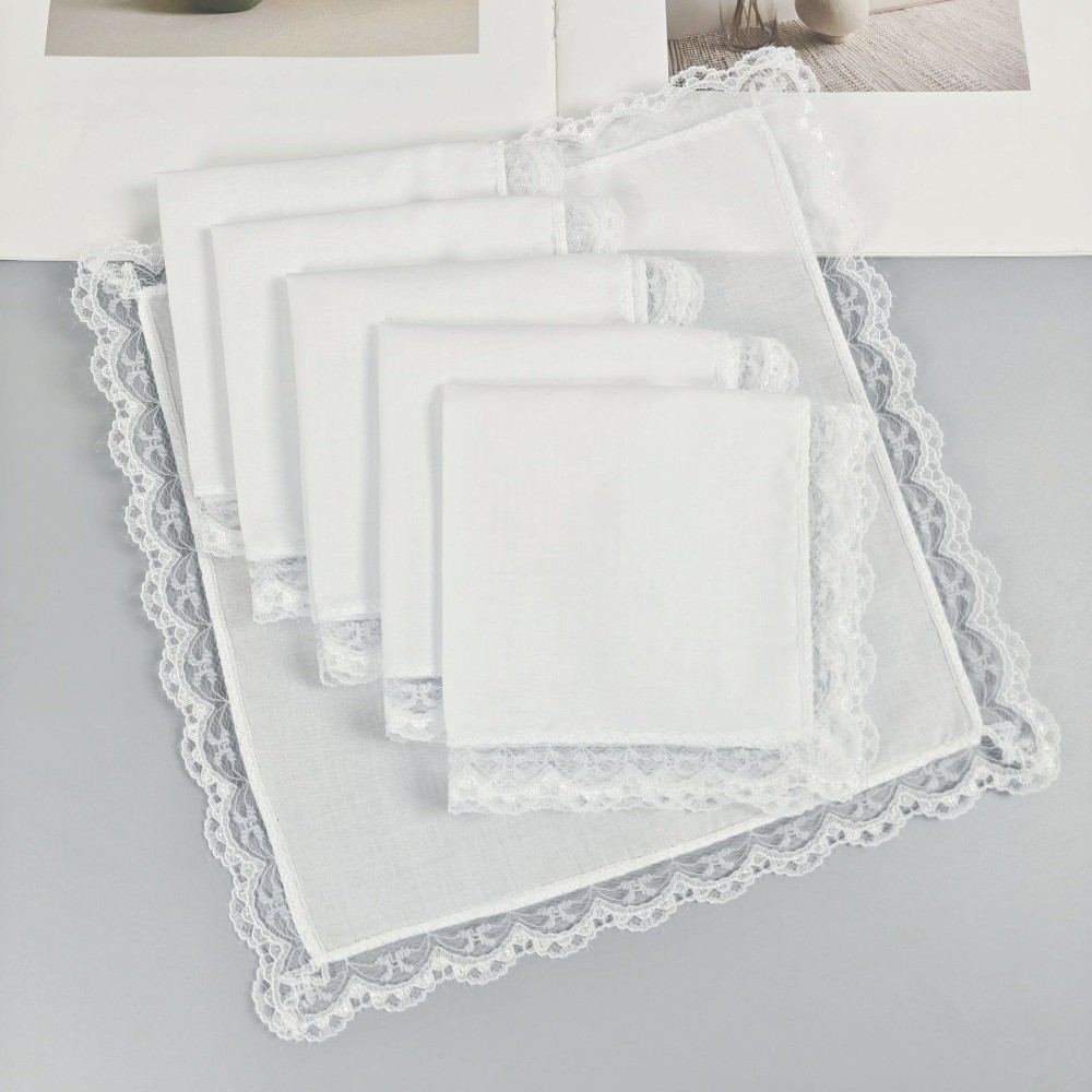 6 Stück neue reinweiße Spitzen – Monogrammed Handkerchief Bewertung und Preis