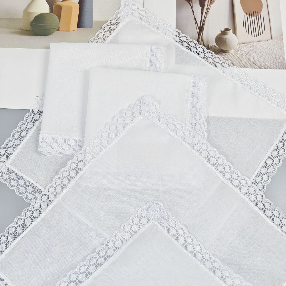 6 Stück neue reinweiße Spitzen – Monogrammed Handkerchief Bewertung und Preis