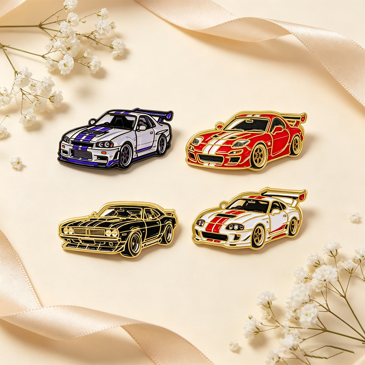 4er-Set Rennwagen-Broschen für – Tuxedo Lapel Pin Bewertung und Preis