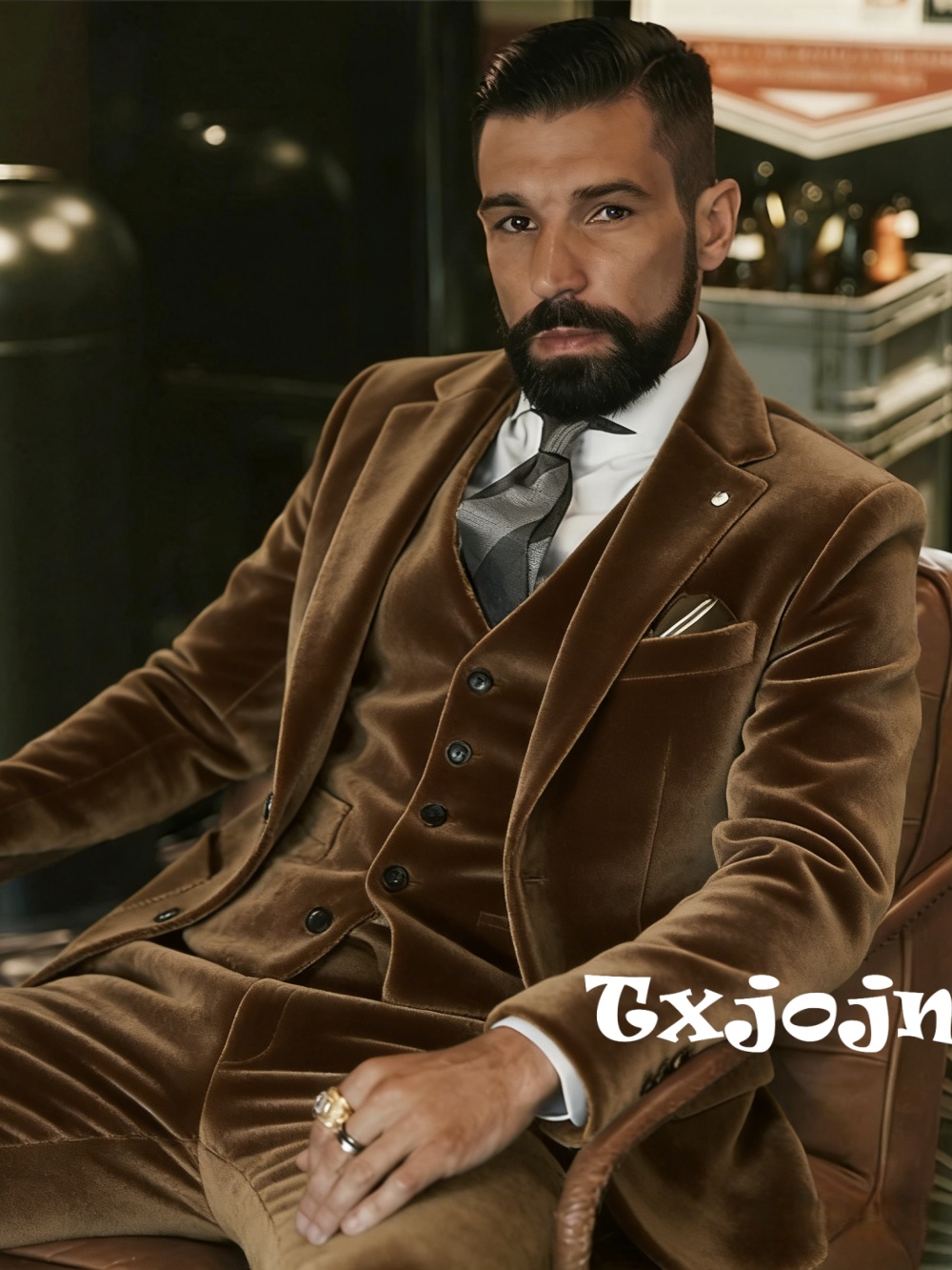 Herren-Samtanzüge 3-teilig Tan – Men Formal Wear Outfits Bewertung und Preis