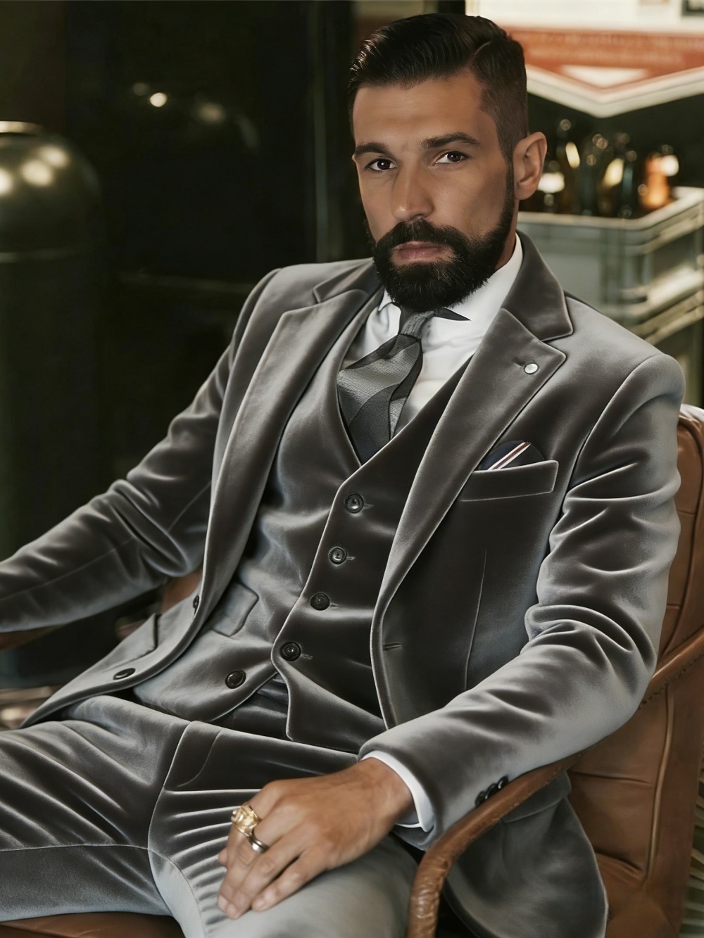 Herren-Samtanzüge 3-teilig Tan – Men Formal Wear Outfits Bewertung und Preis