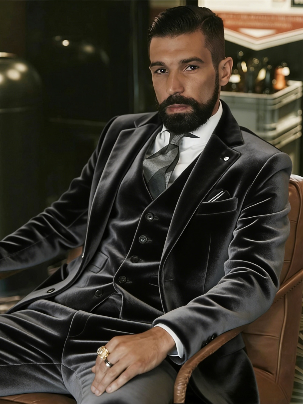 Herren-Samtanzüge 3-teilig Tan – Men Formal Wear Outfits Bewertung und Preis